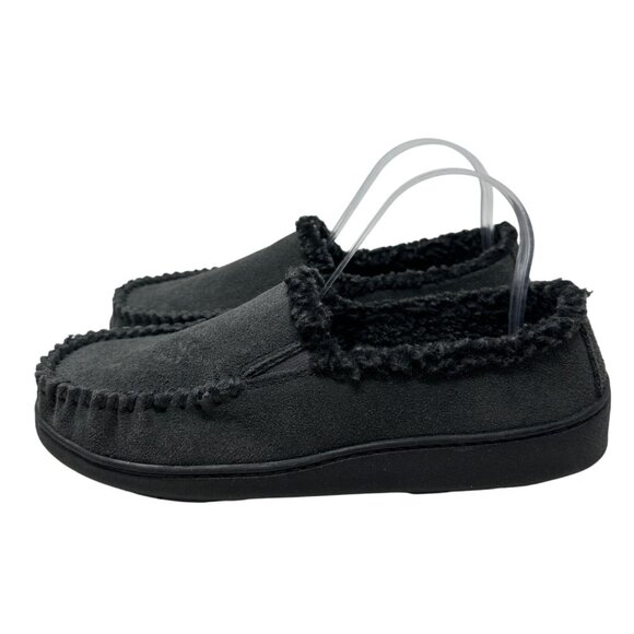Minnetonka Frita Slip-on Black Moccasin Slippers With Faux Fur Lining Size 8 - Picture 4 of 12
